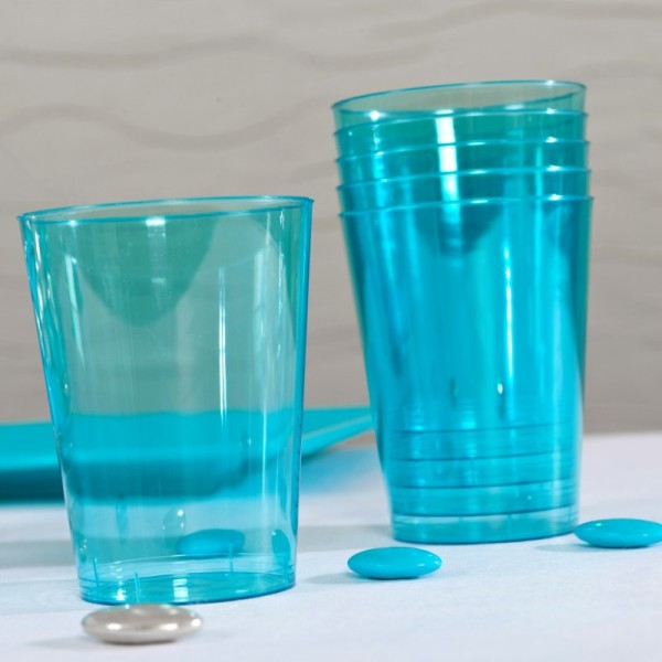 Gobelets en plastique turquoise (x8) - Photo n°2