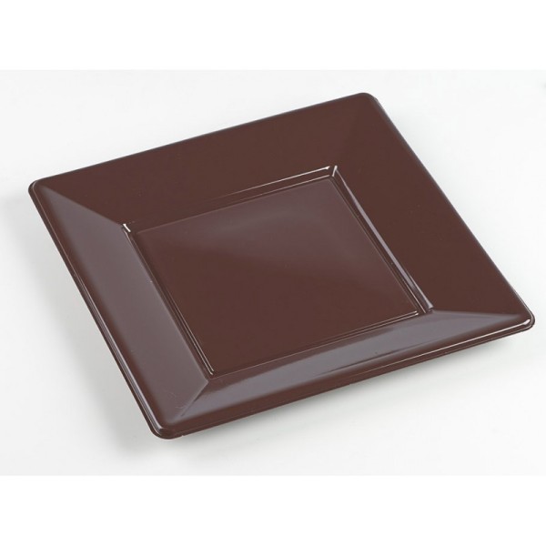 Assiettes carrées (x8) chocolat - Photo n°1