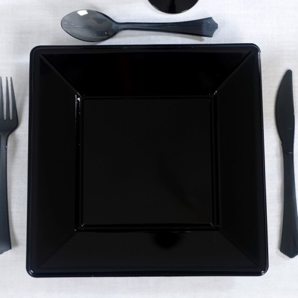 Assiettes carrées (x8) noir - Photo n°2