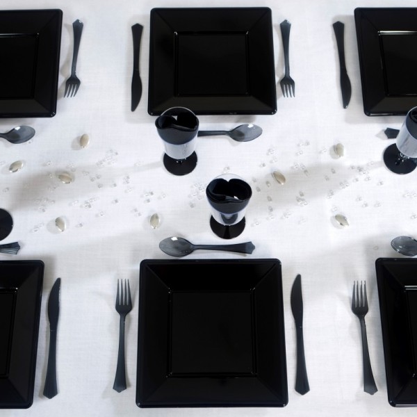 Assiettes carrées (x8) noir - Photo n°3