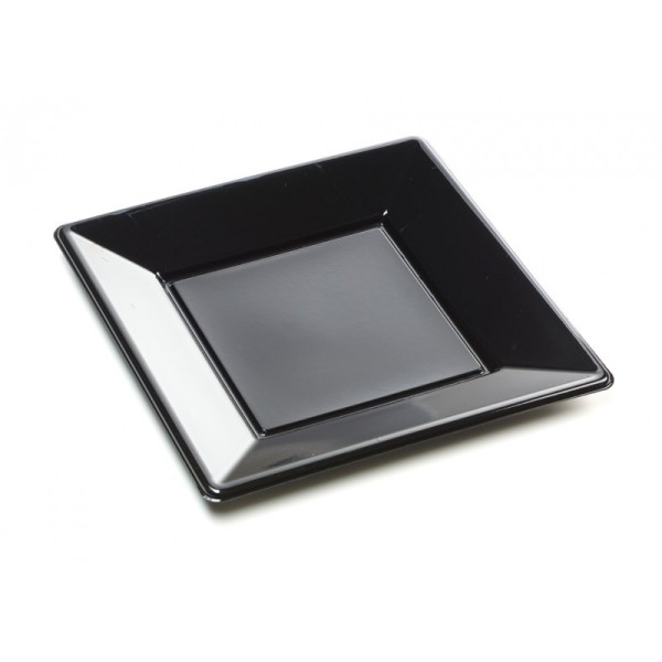 Assiettes carrées (x8) noir - Photo n°1