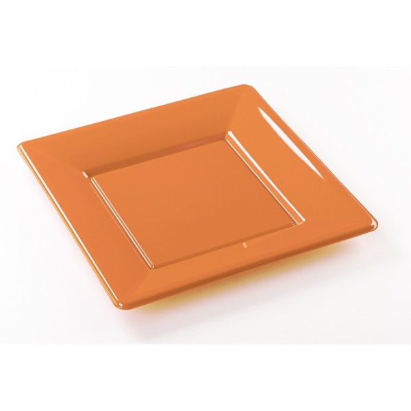 Assiettes carrées (x8) orange - Photo n°1