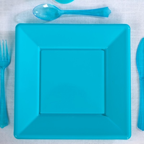 Assiettes carrées (x8) turquoise - Photo n°3