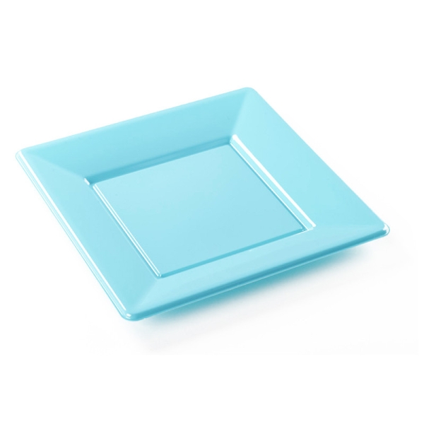 Assiettes carrées (x8) turquoise - Photo n°1