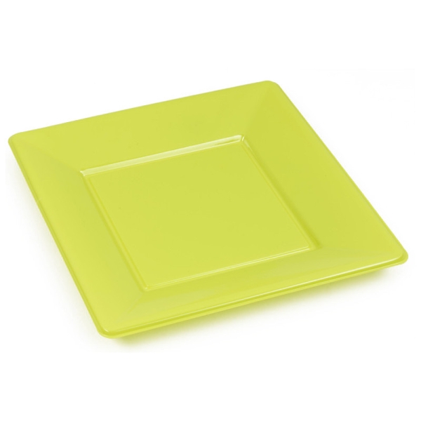 Assiettes carrées (x8) vert anis - Photo n°1