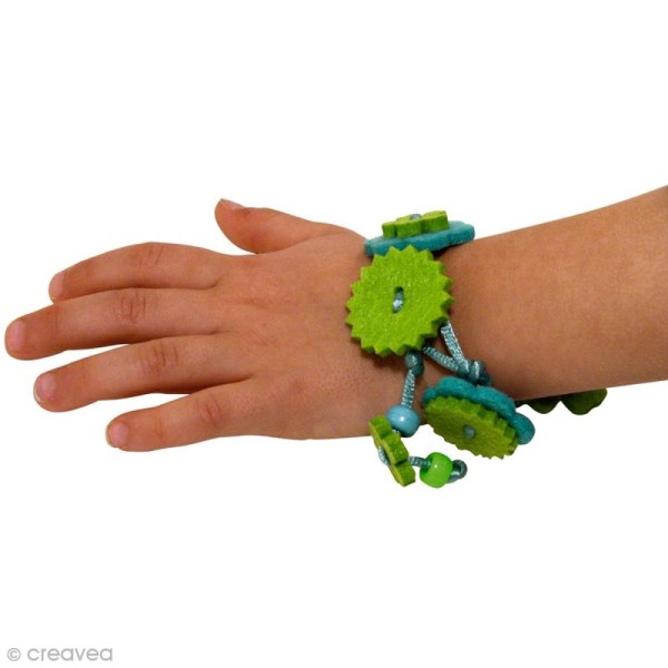 Kit bracelet en feutrine vert et turquoise - Hannah - Photo n°3
