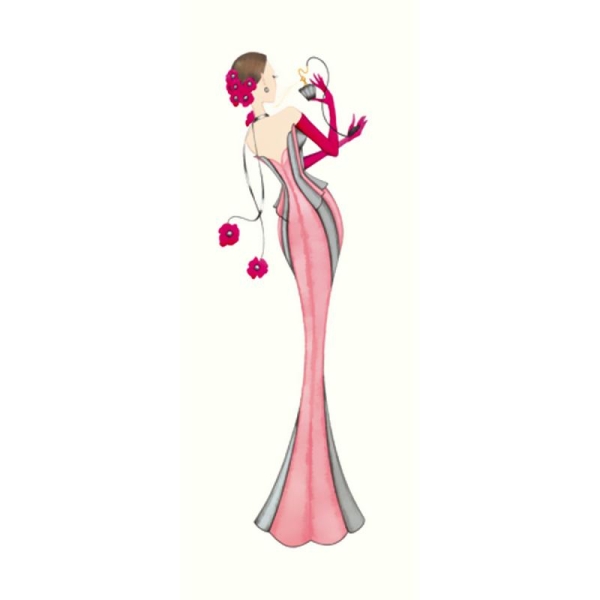Image 3D Femme en robe rose 20 x 50 cm - Photo n°1