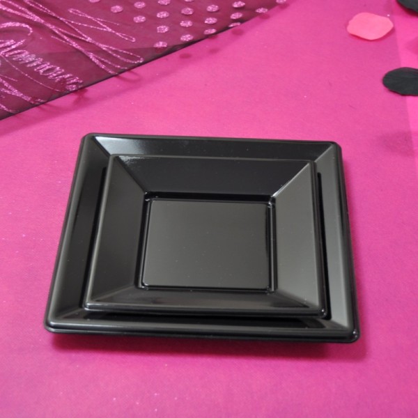 Assiettes à dessert carrées noires (x8) - Photo n°3