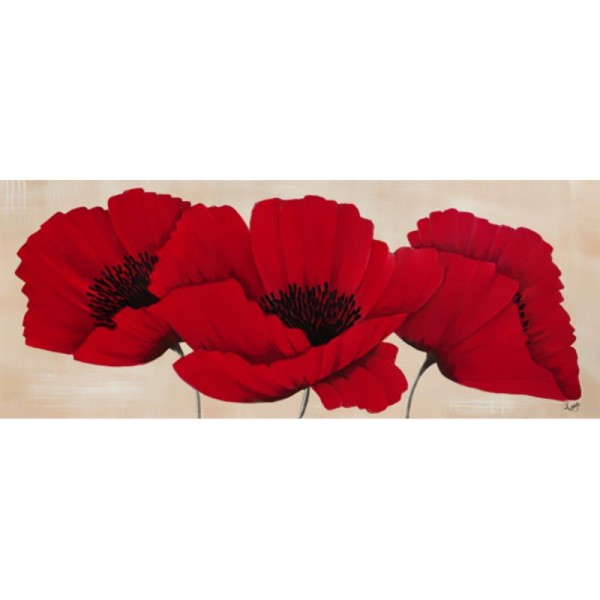 Image 3D Fleur - 3 coquelicots rouges 20 x 50 cm - Photo n°1