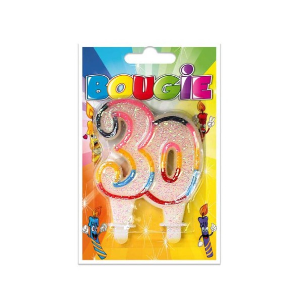 Bougie 30 ans multicolore - Photo n°1