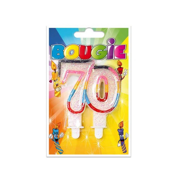 Bougie 70 ans multicolore - Photo n°1