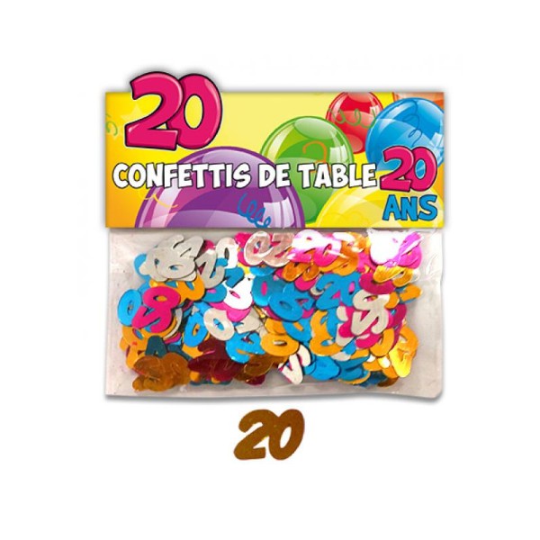 Confettis 20 ans multicolore - Photo n°1
