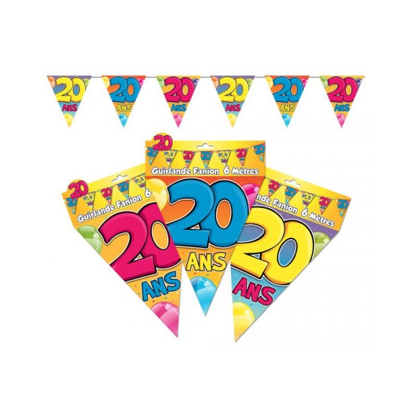 Guirlande fanions 20 ans multicolore - Photo n°1