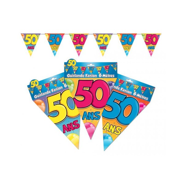 Guirlande fanions 50 ans multicolore - Photo n°1