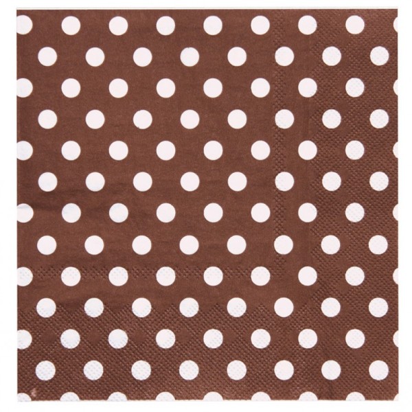 Serviettes à pois (x20) chocolat / blanc - Photo n°1
