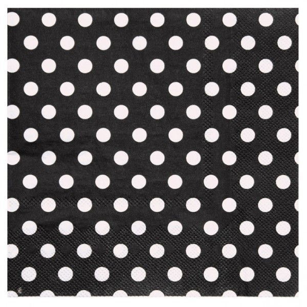 Serviettes à pois (x20) noir / blanc - Photo n°1