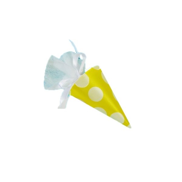 Cornets à dragées à pois (x6) jaune / blanc - Photo n°1