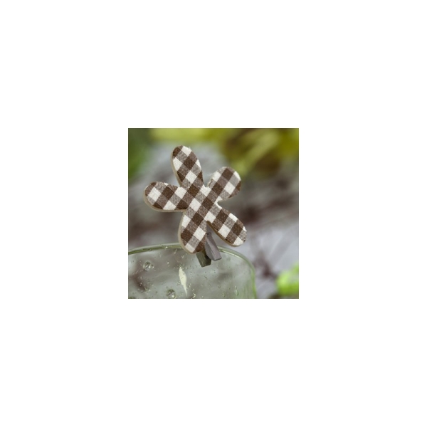 Pinces fleurs Vichy (x6) chocolat - Photo n°2