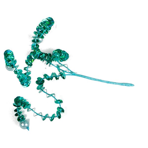 Piquets spirales et perles (x2) turquoise - Photo n°1