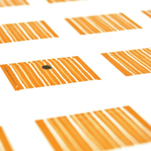 Etiquettes rayées carrées (x25) orange - Photo n°1