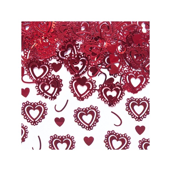 Confettis cœurs dentelle rouge - Photo n°1