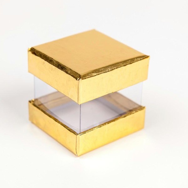 Mini-boîtes cubes métalissées (x6) or - Photo n°1