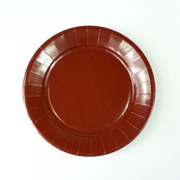 Assiettes carton de couleur (x20) chocolat - Photo n°1