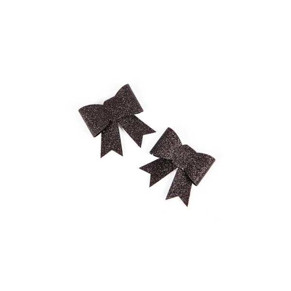 Noeuds pailletés sur pince (x2) noir - Photo n°1