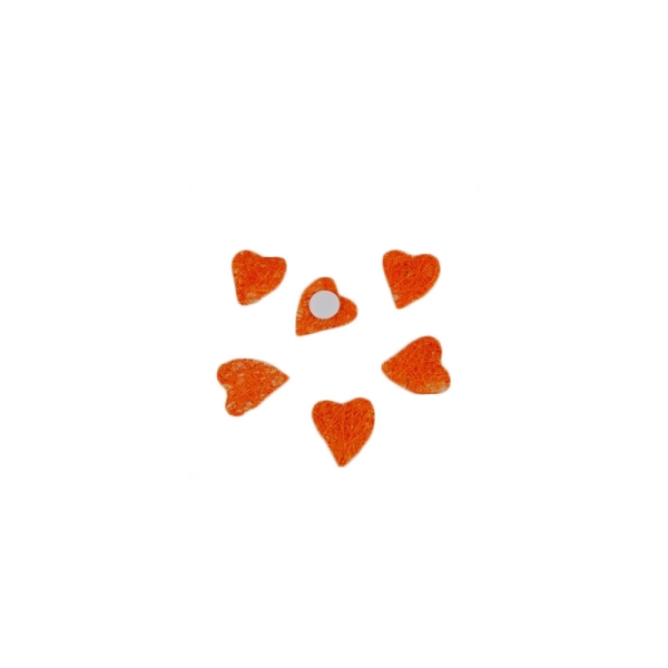 Coeurs sisal autocollants orange (x8) - Photo n°1