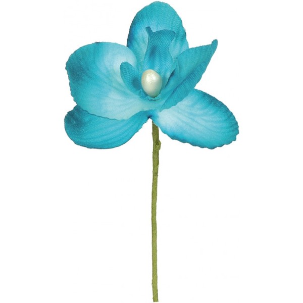 Mini orchidées de couleur (x6) turquoise - Photo n°1