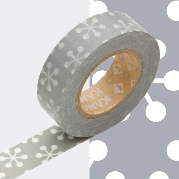 Masking tape fleuri gris x 10 m - Photo n°1