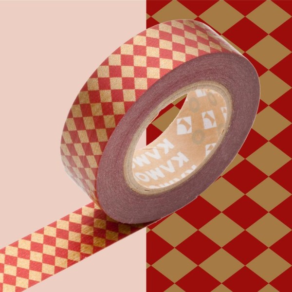 Masking tape à motif diamant rouge x 10 m - Photo n°1