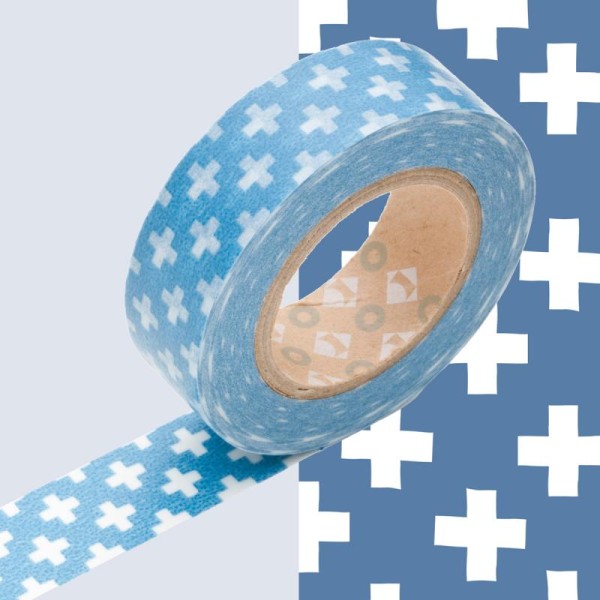 Masking tape à motif croix bleue x 10 m - Photo n°1