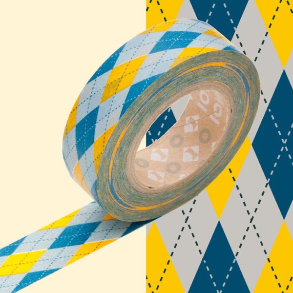 Masking tape à motif jacquard jaune x 10 m - Photo n°1