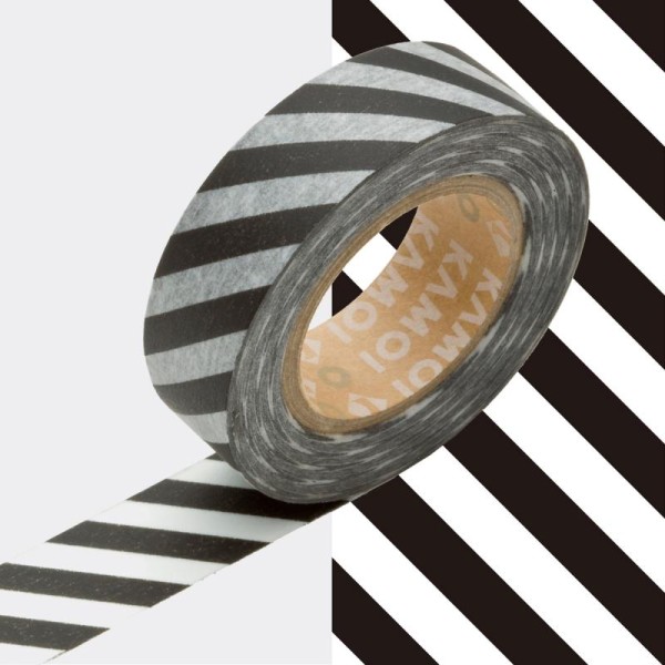 Masking tape Candy cane noir et blanc x 10 m - Photo n°1