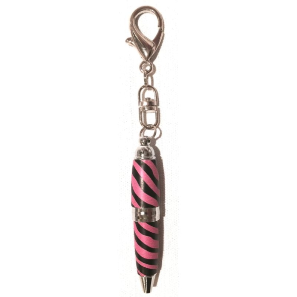 Mini stylo porte-clefs - Tigré rose/noir - Photo n°1