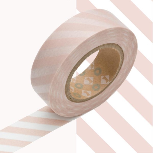 Masking tape Candy cane rose pastel x 10 m - Photo n°1