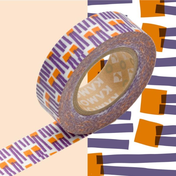 Masking tape à motif abstrait orange x 10 m - Photo n°1