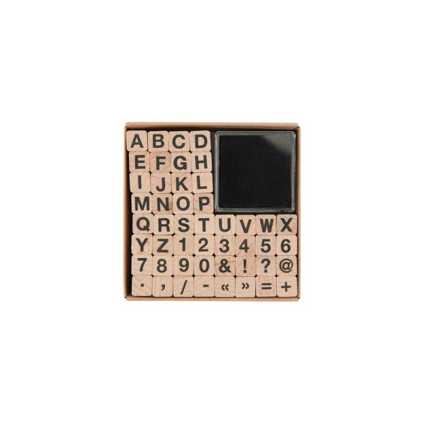 Kit tampons en bois alphabet et encreur - Rico Design - Photo n°1