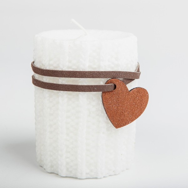 Bougie laine blanche et son pendentif coeur - Photo n°1