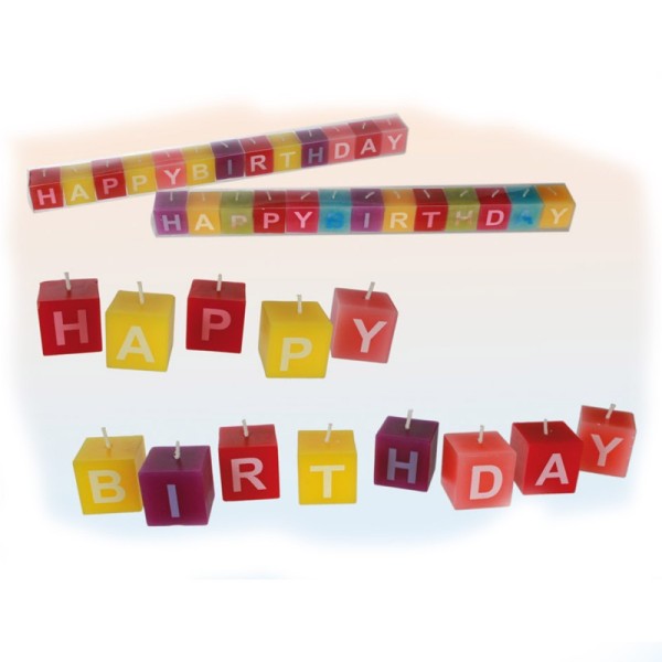 Set de bougies carrées Happy Birthday - Photo n°1