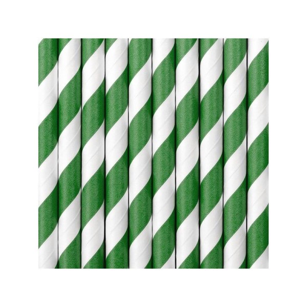 Pailles rayées vertes et blanches (x 10) - Photo n°2