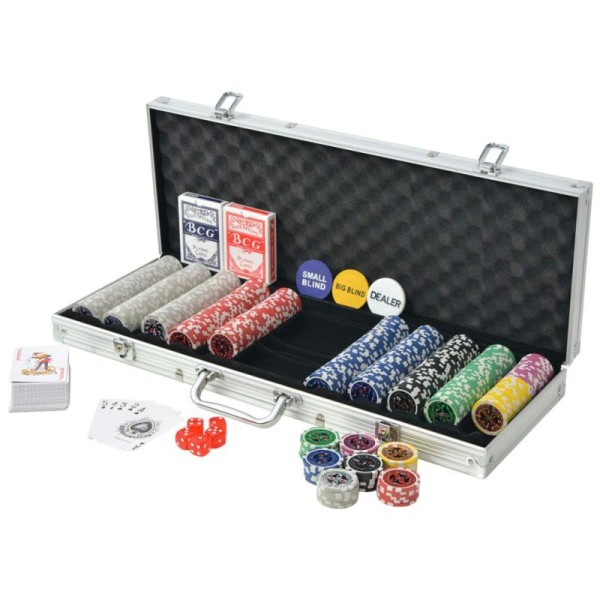 Vidaxl Coffret De Poker Avec 500 Jetons Laser Aluminium - Photo n°2