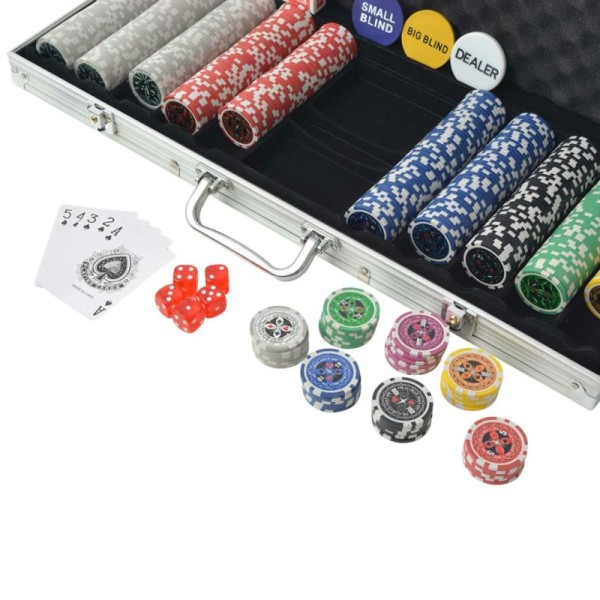 Vidaxl Coffret De Poker Avec 500 Jetons Laser Aluminium - Photo n°3