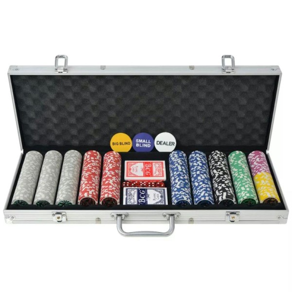 Vidaxl Coffret De Poker Avec 500 Jetons Laser Aluminium - Photo n°1