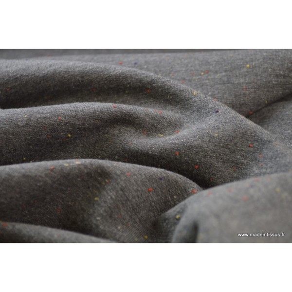 Tissu Jersey molleton fantaisie cosy gris mélangé .x1m - Photo n°4