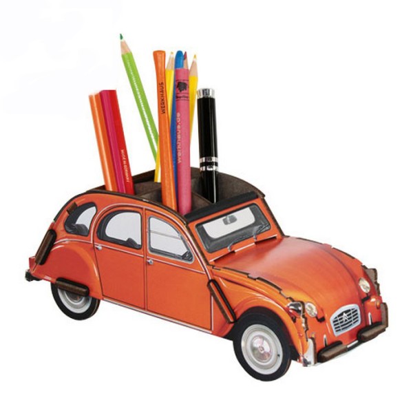 Citroen 2CV orange Pot à crayons kit en bois éco certifié - 9 x 23 x 8,5 cm Werkhaus - Photo n°1