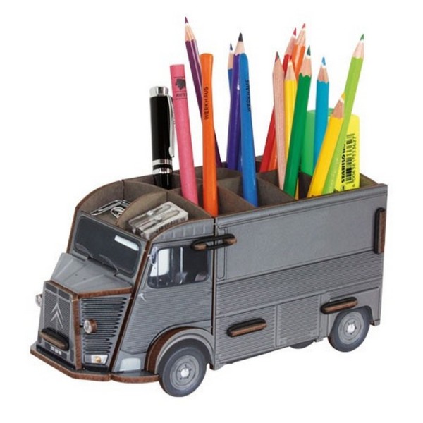 Citroen HY gris Pot à crayons kit en bois éco certifié - 10 x 20 x 10 cm Werkhaus - Photo n°1