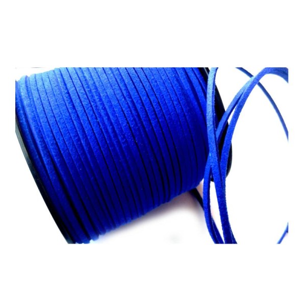 Suédine, 5 Mètres cordons 3mm couleur bleu éléctrique - Photo n°1