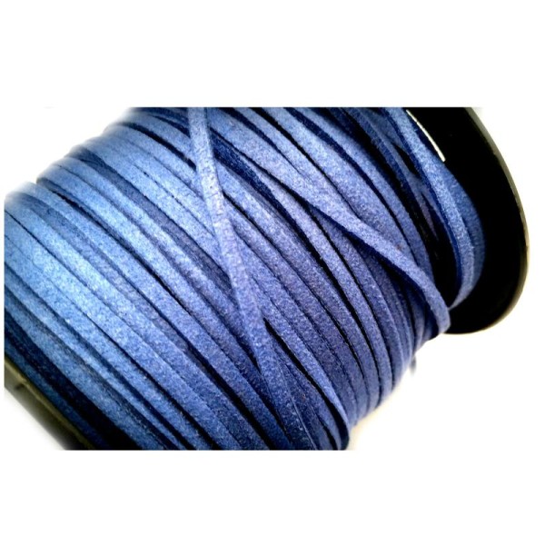 Suédine, 5 Mètres cordons 3mm couleur bleu royal - Photo n°1